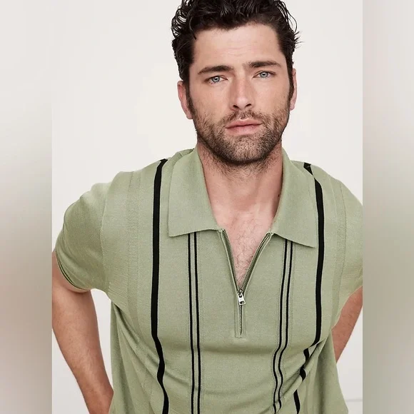 BANANA REPUBLIC COTTON STRIPE SWEATER POLO - Picture 7 of 7